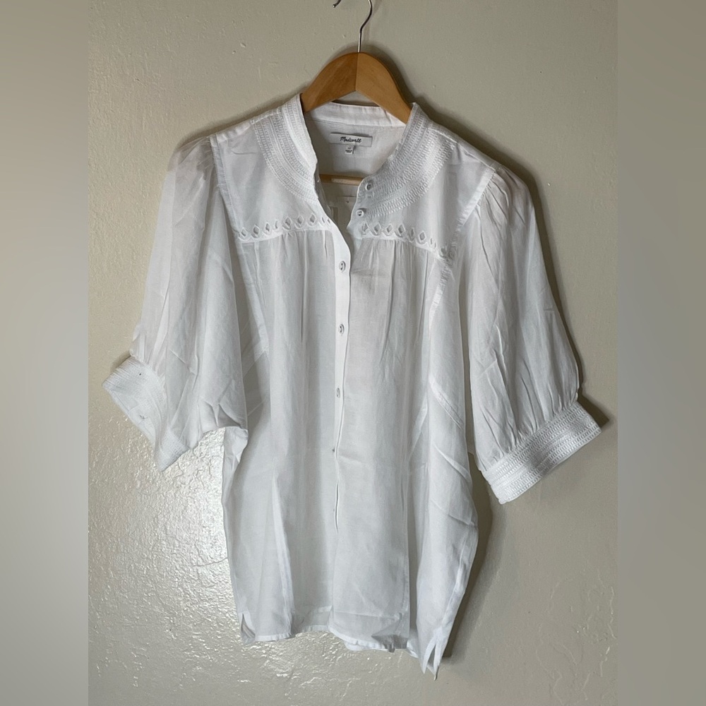 Madewell embroidered puff sleeve boho top